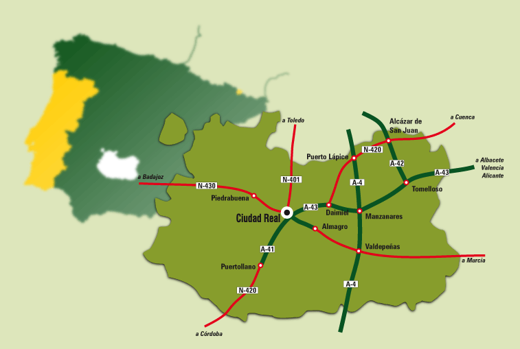 Mapa de carreteras de la provincia de Ciudad Real